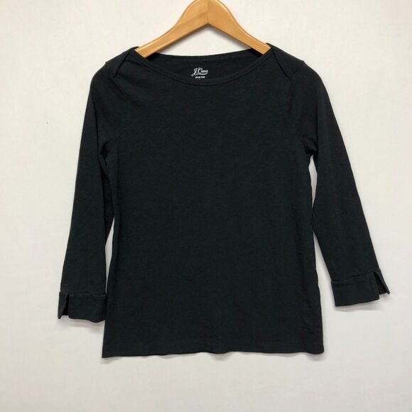 J. Crew Women Cotton Slub Tee T-Shirt Top Size Extra Small XS Black B254 -3 - Picture 1 of 13